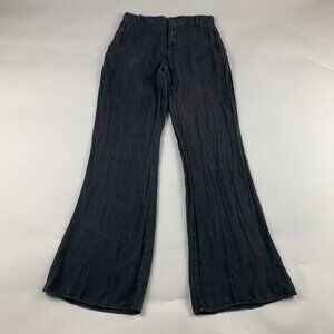 Zara Washed Charcoal Linen Wide Leg Pant S